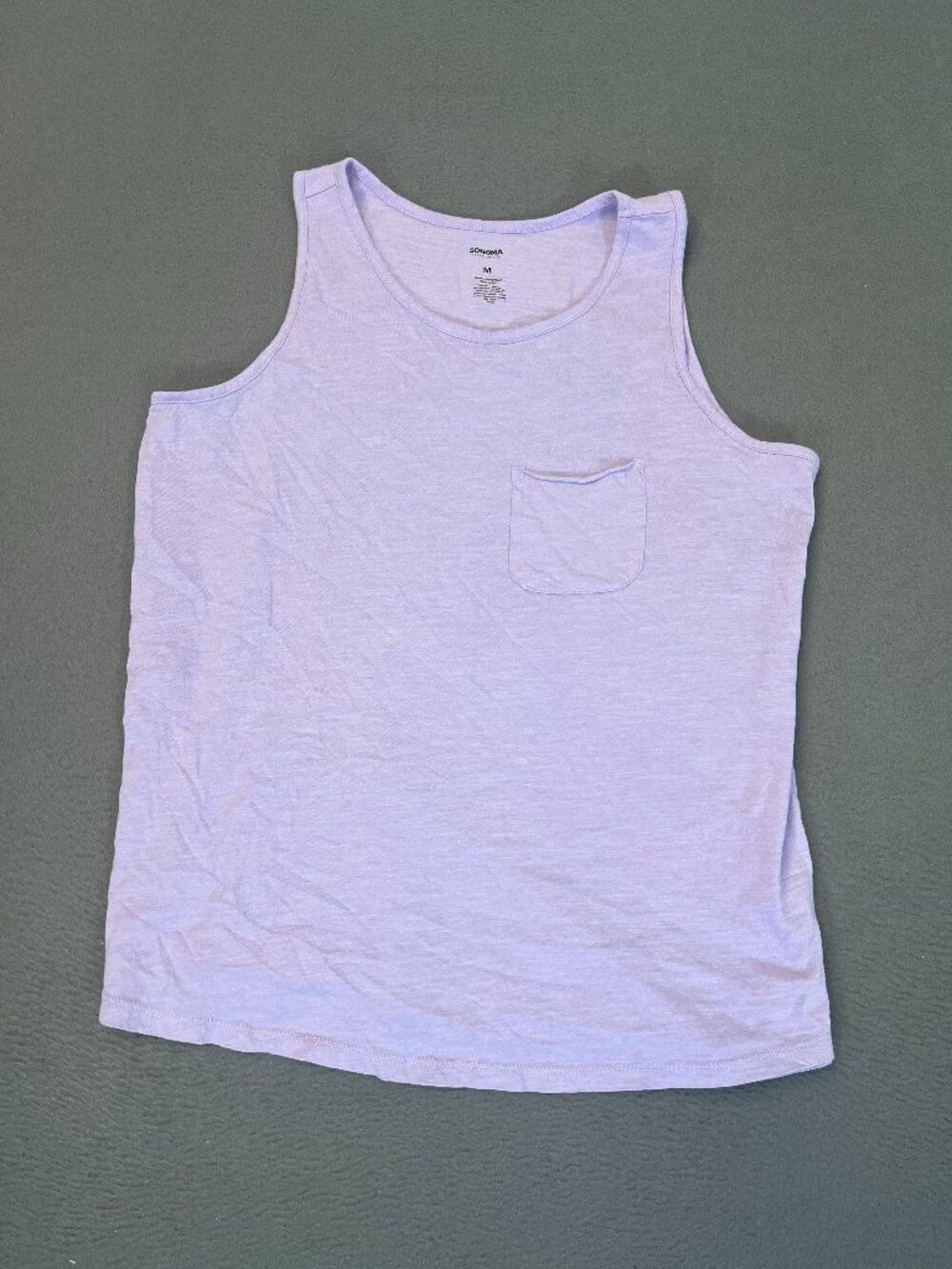 Sonoma Womens Medium Scoop Neck Tank Top Pink Purple Chest Pocket Gym Unisex